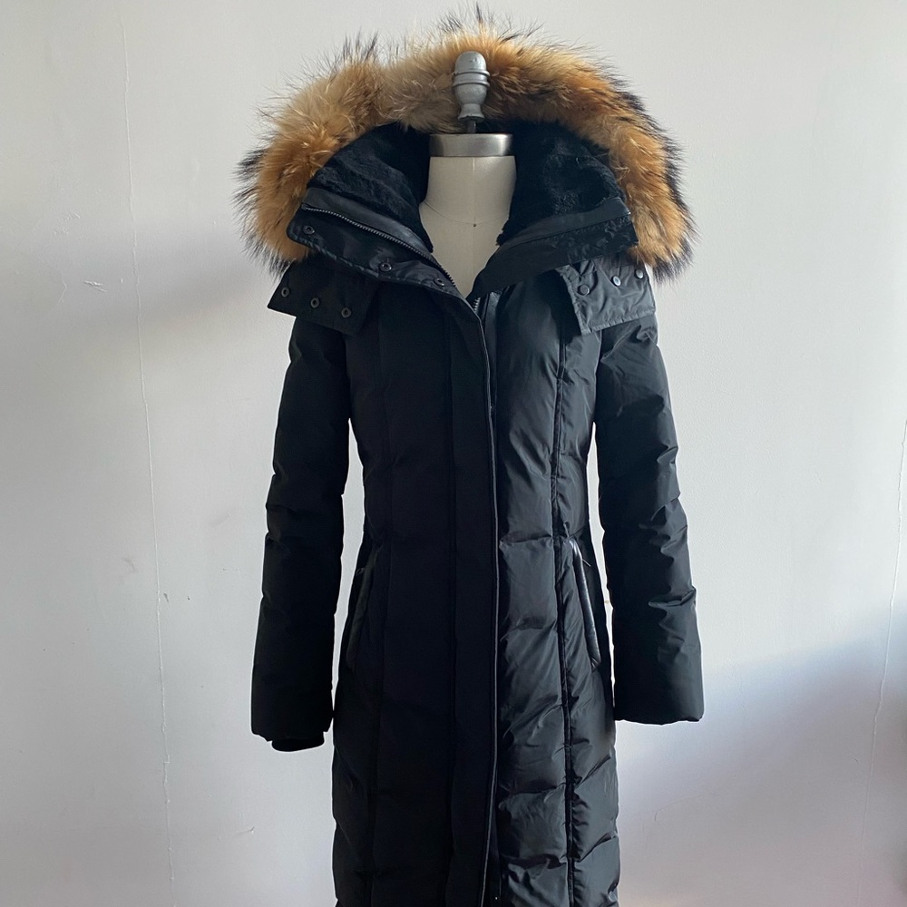 Mackage Black Puffer Coat with Fur Trim